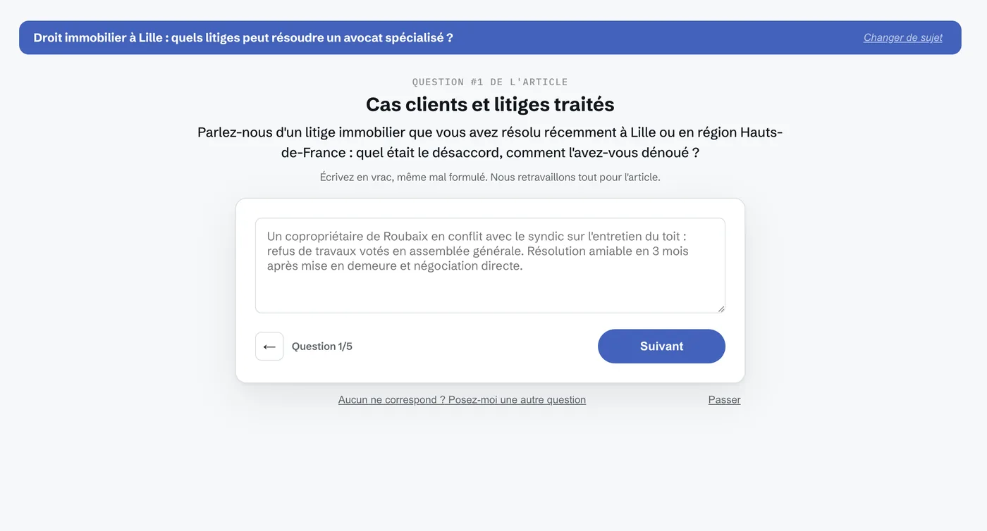 Quelques questions sur votre métier